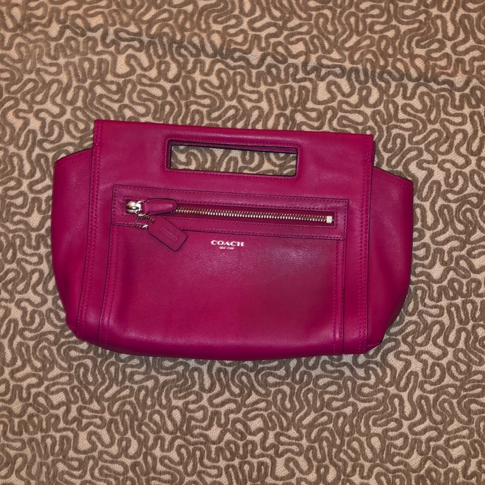 Coach hot pink clutch bag